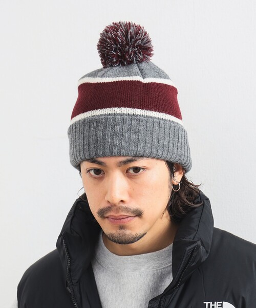 B:MING by BEAMS（ビーミングバイビームス）の「ライン ボンボン ワッチ キャップ（ニットキャップ/ビーニー・メンズ・ネイビー/グレー・ONE SIZE）」の4枚目の写真