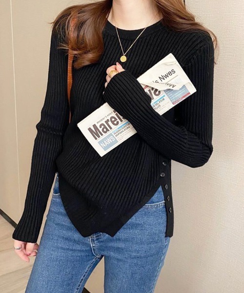 by LEGNA(バイレグナ)の「2wayで着こなせる。サイドスリットリブニット(ニット/セーター・レディース・オレンジ/ダークグレー/ブラック/アイボリー/ピンク/ブラウン/ホワイト/ブルー/グレー/モカ・FREE)」の14枚目の写真