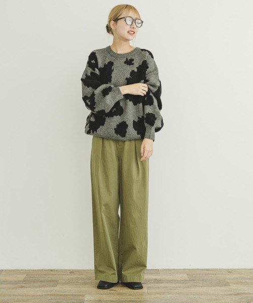 ITEMS URBANRESEARCH（アイテムズ アーバンリサーチ）の「フラワージャガードニット（ニット/セーター・レディース・グレー/ネイビー・FREE）」の7枚目の写真