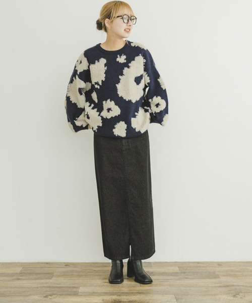 ITEMS URBANRESEARCH（アイテムズ アーバンリサーチ）の「フラワージャガードニット（ニット/セーター・レディース・グレー/ネイビー・FREE）」の10枚目の写真