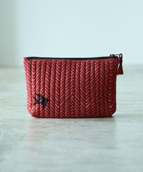 インドブロックプリント ツバメ刺繍 ポーチ（ポーチ）｜fennica