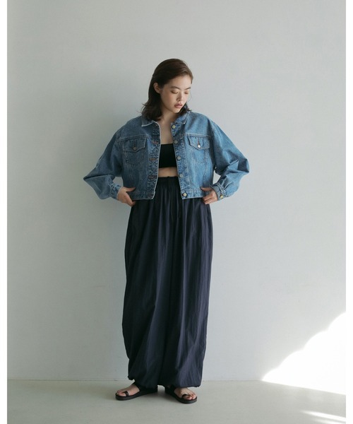 セール】Short Denim Jacket（ノーカラーコート）｜anuke（アンヌーク