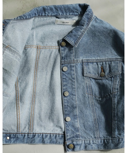 セール】Short Denim Jacket（ノーカラーコート）｜anuke