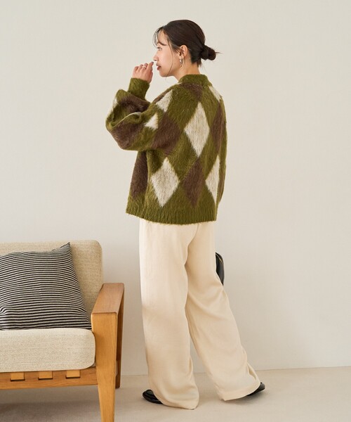 ダイヤモンド柄ハイネックニット NANO universe（ナノ・ユニバース） セーター ニット ダイヤ柄