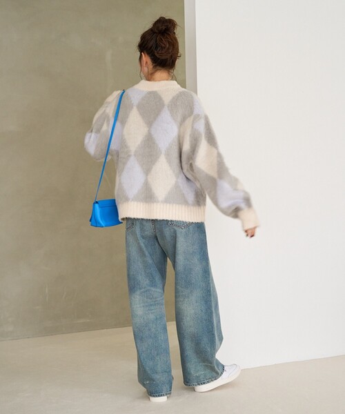 ダイヤモンド柄ハイネックニット NANO universe（ナノ・ユニバース） セーター ニット ダイヤ柄