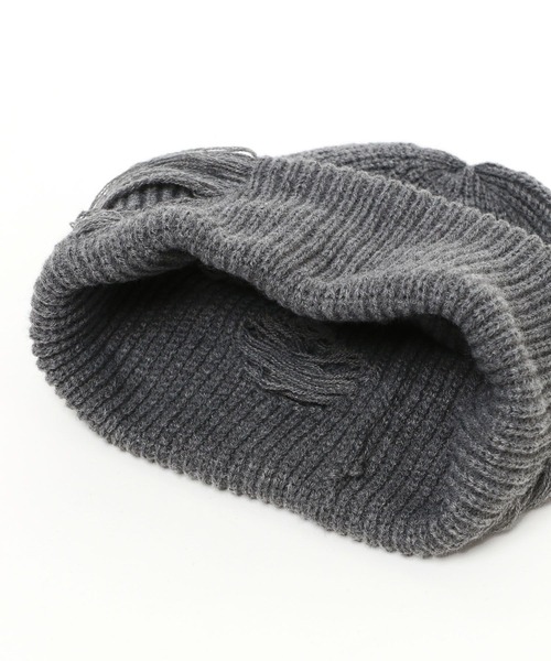 HARE(ハレ)の「ダメージニットCAP(HARE)(ニットキャップ/ビーニー・メンズ・ブラック/グレー・FREE)」の4枚目の写真