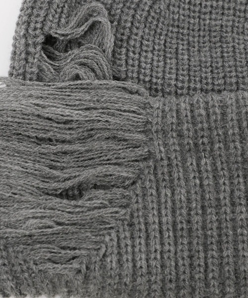 HARE(ハレ)の「ダメージニットCAP(HARE)(ニットキャップ/ビーニー・メンズ・ブラック/グレー・FREE)」の6枚目の写真