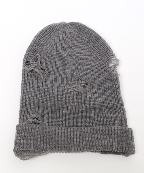HARE(ハレ)の「ダメージニットCAP(HARE)(ニットキャップ/ビーニー・メンズ・ブラック/グレー・FREE)」の3枚目の写真