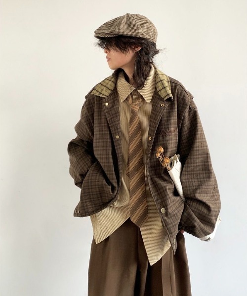 セール】レトロ格子縞の切替ジャケット（ブルゾン）｜FreeZone（フリー