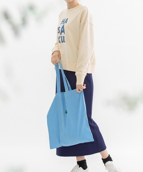 nop de nod（ノップドゥノッド）の「Laukkuギンガムfoldバッグ（トートバッグ・レディース・ターコイズブルー/グレー/オレンジ/ダークブルー/レッド/ピンク/グリーン・フリー）」の12枚目の写真