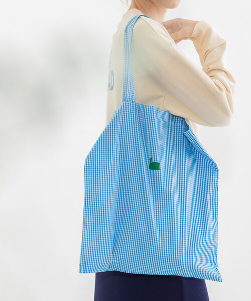 nop de nod（ノップドゥノッド）の「Laukkuギンガムfoldバッグ（トートバッグ・レディース・ターコイズブルー/グレー/オレンジ/ダークブルー/レッド/ピンク/グリーン・フリー）」の13枚目の写真