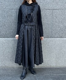 INGEBORG - インゲボルグ★レア！大人可愛いベロアのカットソー サイズ11 フリル&amp;リボン&amp;ピンタック♪ 黒系 z9373ｓ INGEBORG