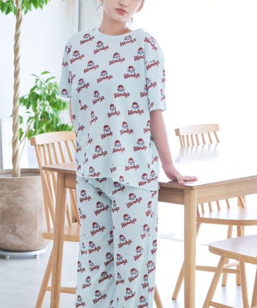 FRUIT OF THE LOOM（フルーツオブザルーム）の「【FRUIT OF THE LOOM】FTL×Wendy's/ワッフルルームウエア/ウェンディーズ コラボ/レディース上下セット（Tシャツ＆ロングパンツ）（その他ルームウェア・レディース・オフホワイト/ブルー・S/M/L）」の11枚目の写真