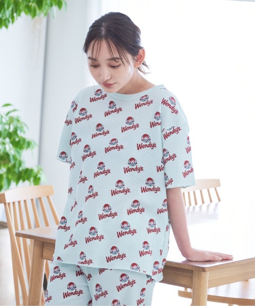 FRUIT OF THE LOOM（フルーツオブザルーム）の「【FRUIT OF THE LOOM】FTL×Wendy's/ワッフルルームウエア/ウェンディーズ コラボ/レディース上下セット（Tシャツ＆ロングパンツ）（その他ルームウェア・レディース・オフホワイト/ブルー・S/M/L）」の12枚目の写真