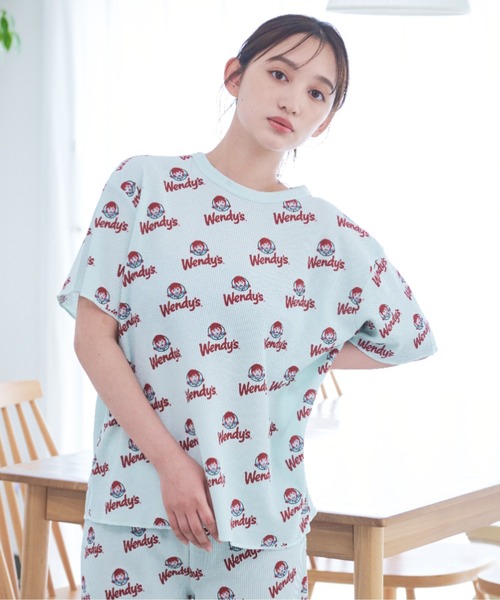 FRUIT OF THE LOOM（フルーツオブザルーム）の「【FRUIT OF THE LOOM】FTL×Wendy's/ワッフルルームウエア/ウェンディーズ コラボ/レディース上下セット（Tシャツ＆ロングパンツ）（その他ルームウェア・レディース・オフホワイト/ブルー・S/M/L）」の9枚目の写真