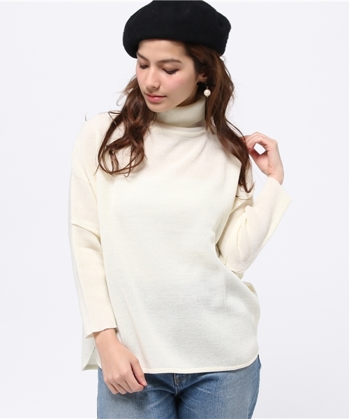 ROSE BUD(ローズバッド)の「(B.B)R52398-92DO T/N KNIT P/O(ニット/セーター・レディース・アイボリー/ブラック/キャメル・ONE SIZE)」の2枚目の写真