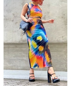 マルチカラープリントフレアスカート（スカート）｜manana suerte