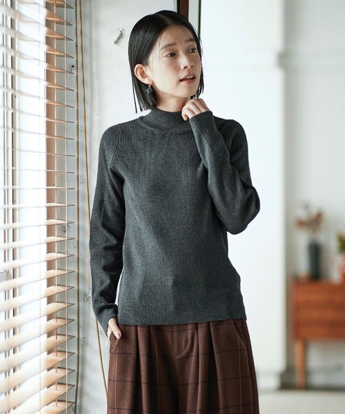 Sunny clouds（サニークラウズ）の「サニークラウズ　重宝ハイネックトップス〈レディース〉（ニット/セーター・レディース・グレー/オフホワイト/ブラック・L/LL/M/3L）」の3枚目の写真