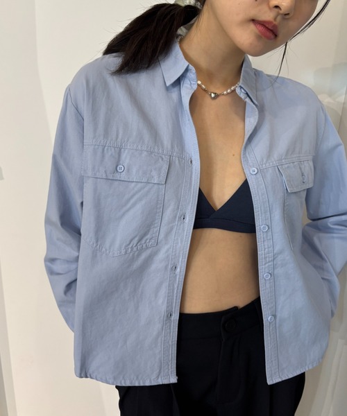 FUULLY STUDIO(フーリィーステューディオ)の「アウトポケットオーバーシャツ(シャツ/ブラウス・レディース・サックスブルー/ホワイト・FREE)」の21枚目の写真