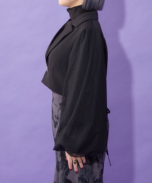 【Mavie.7】 袖チュールショートジャケット(完売品) Mavie..7】チュール袖ショートジャケット | Remind me and