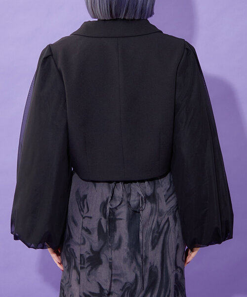 【Mavie.7】 袖チュールショートジャケット(完売品) Mavie..7（メヴィセットゥ）の「【Mavie..7】袖チュールショート
