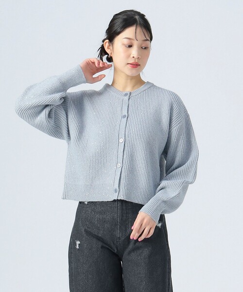 BEAMS HEART(ビームスハート)の「スパンコール ニットカーディガン(手洗い可能)(カーディガン/ボレロ・レディース・ホワイト系その他5/チャコールグレー/グレー・FREE)」の12枚目の写真