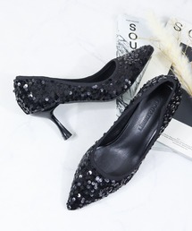 LibertyDoll/スパンコール ポインテッドトゥ7.5cmくびれヒールパンプス(1032)