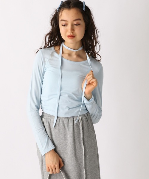 FOREVER 21(フォーエバー トゥエンティーワン)の「【2025SS】ボウタイシャーリングカットソー(Tシャツ/カットソー・レディース・ベージュ/ブラック/ナチュラル/ブルー・SMALL/MEDIUM)」の4枚目の写真