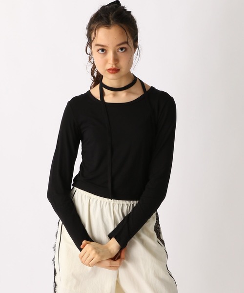 FOREVER 21(フォーエバー トゥエンティーワン)の「【2025SS】ボウタイシャーリングカットソー(Tシャツ/カットソー・レディース・ベージュ/ブラック/ナチュラル/ブルー・SMALL/MEDIUM)」の2枚目の写真