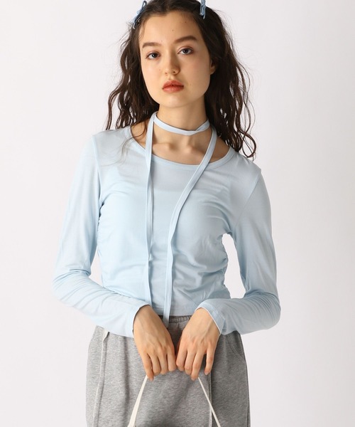 FOREVER 21(フォーエバー トゥエンティーワン)の「【2025SS】ボウタイシャーリングカットソー(Tシャツ/カットソー・レディース・ベージュ/ブラック/ナチュラル/ブルー・SMALL/MEDIUM)」の9枚目の写真