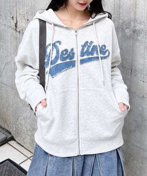 INGNI（イング）の「貼付ロゴZIPパーカー（パーカー・レディース・オフホワイト/ブラック/オートミール・M）」の14枚目の写真