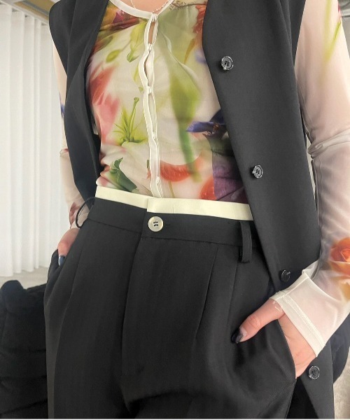 Ameri（アメリ）の「OTONA MUSE LONG VEST WITH PANTS（サロペット/オーバーオール・レディース・ダークグレー/ブラック・MEDIUM/SMALL）」の5枚目の写真