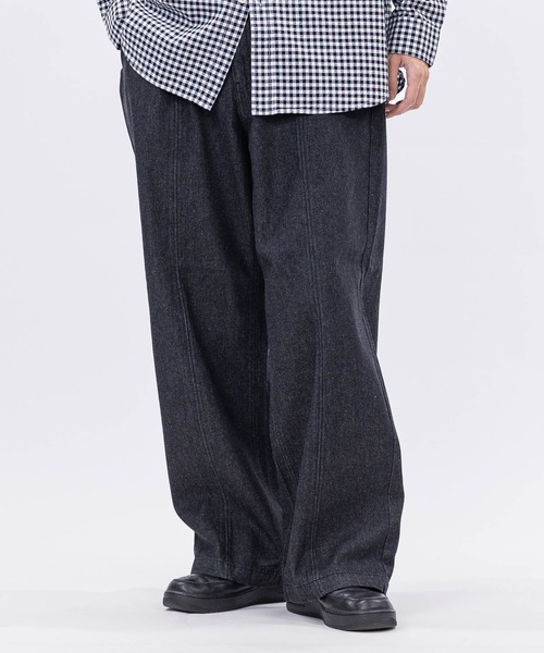 SUGGESTION（サジェッション）の「【13】センタープレス ワイドデニムスラックス（デニムパンツ・メンズ・グレー/ネイビー/ブラック/ブルーグレー・MEDIUM/LARGE）」の5枚目の写真