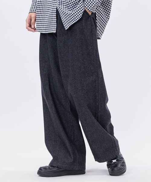 SUGGESTION（サジェッション）の「【13】センタープレス ワイドデニムスラックス（デニムパンツ・メンズ・グレー/ネイビー/ブラック/ブルーグレー・MEDIUM/LARGE）」の6枚目の写真