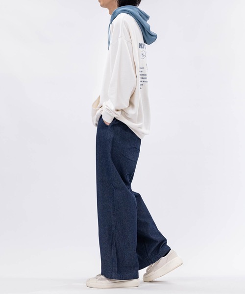 SUGGESTION（サジェッション）の「【13】センタープレス ワイドデニムスラックス（デニムパンツ・メンズ・グレー/ネイビー/ブラック/ブルーグレー・MEDIUM/LARGE）」の19枚目の写真