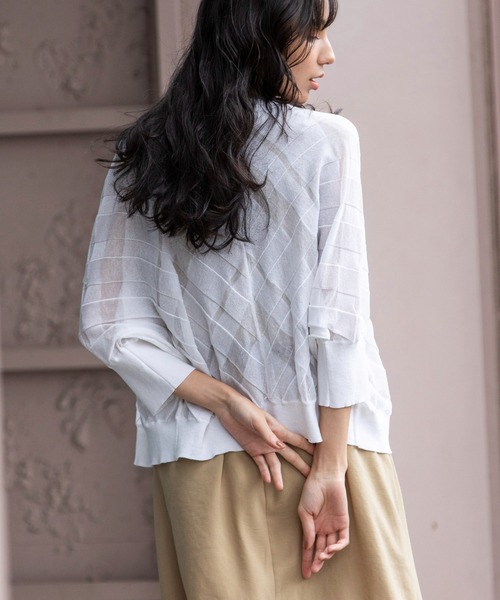 Munich（ミューニック）の「シアーニットドルマンスリーブカーディガン（カーディガン/ボレロ・レディース・ホワイト/ライトグレー/ダークグレー/ライトグリーン・FREE）」の12枚目の写真