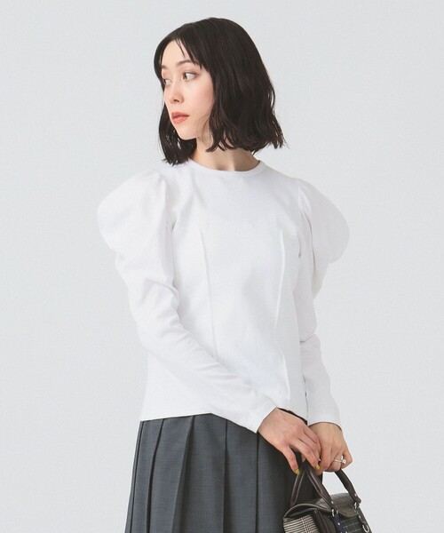 Ray BEAMS(レイビームス)の「キリカエ ギャザー スリーブ Tシャツ(Tシャツ/カットソー・レディース・ブラック/ホワイト・ONE SIZE)」の10枚目の写真