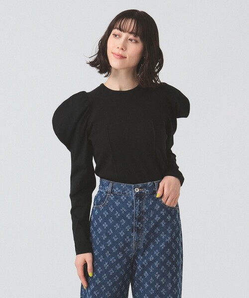 Ray BEAMS(レイビームス)の「キリカエ ギャザー スリーブ Tシャツ(Tシャツ/カットソー・レディース・ブラック/ホワイト・ONE SIZE)」の13枚目の写真