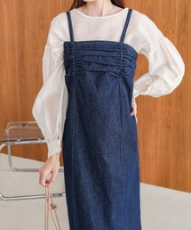 Bab | 【S・Mサイズ展開】デニムギャザーキャミワンピース(ワンピース)