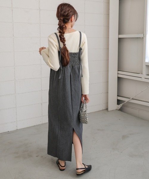 Bab（バブ）の「【S・Mサイズ展開】デニムギャザーキャミワンピース（ワンピース・レディース・ブルー/グレー/インディゴブルー・S/M）」の9枚目の写真