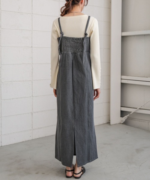 Bab（バブ）の「【S・Mサイズ展開】デニムギャザーキャミワンピース（ワンピース・レディース・ブルー/グレー/インディゴブルー・S/M）」の15枚目の写真