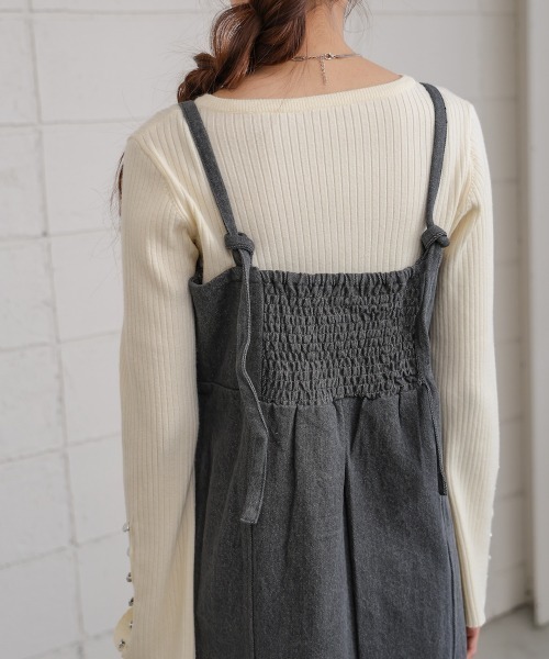 Bab（バブ）の「【S・Mサイズ展開】デニムギャザーキャミワンピース（ワンピース・レディース・ブルー/グレー/インディゴブルー・S/M）」の16枚目の写真