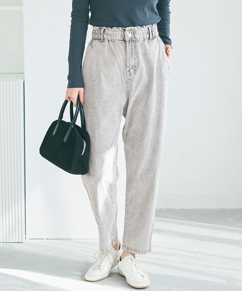 coca（coca）（コカ）の「【WEB限定セール】ハイウエストゴムデニムパンツ（デニムパンツ・レディース・ライトブルー/グレー・M/S/L）」の2枚目の写真