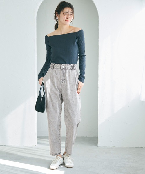 coca（coca）（コカ）の「【WEB限定セール】ハイウエストゴムデニムパンツ（デニムパンツ・レディース・ライトブルー/グレー・M/S/L）」の6枚目の写真