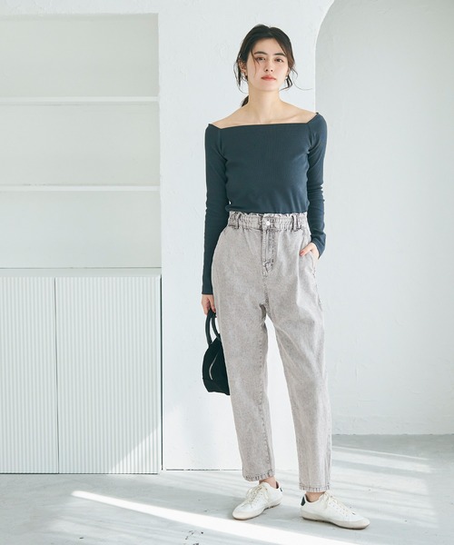 coca（coca）（コカ）の「【WEB限定セール】ハイウエストゴムデニムパンツ（デニムパンツ・レディース・ライトブルー/グレー・M/S/L）」の8枚目の写真