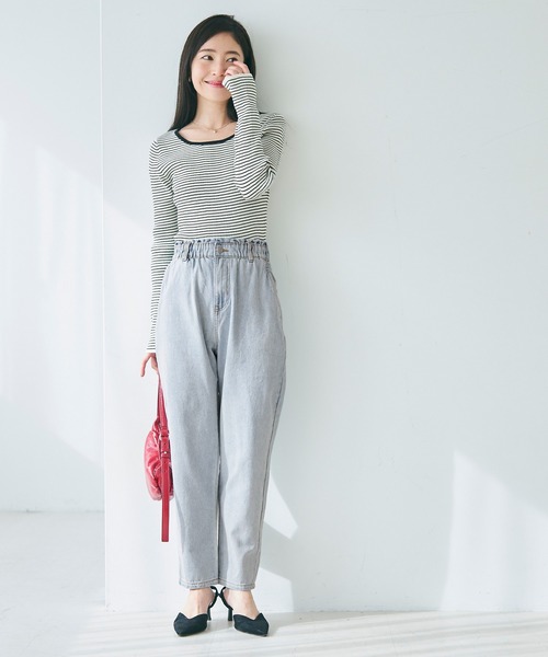 coca（coca）（コカ）の「【WEB限定セール】ハイウエストゴムデニムパンツ（デニムパンツ・レディース・ライトブルー/グレー・M/S/L）」の11枚目の写真