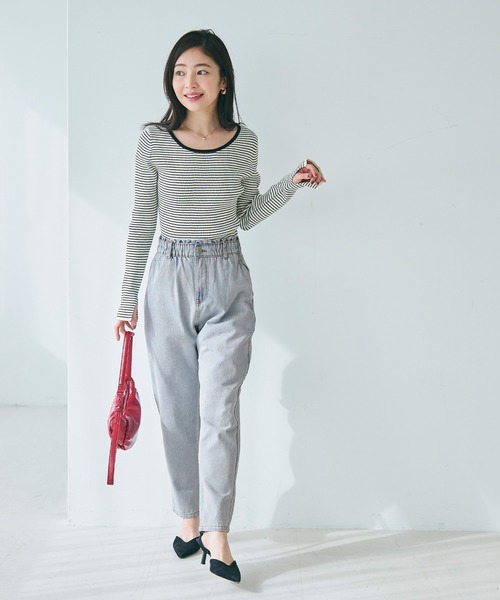 coca（coca）（コカ）の「【WEB限定セール】ハイウエストゴムデニムパンツ（デニムパンツ・レディース・ライトブルー/グレー・M/S/L）」の13枚目の写真