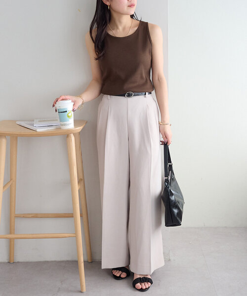 DISCOAT(ディスコート)の「リブタンク《WEB限定カラーあり》(タンクトップ・レディース・ブラック/オフホワイト/チャコールグレー/ブラウン/レッド/モカ/オレンジ/グリーン系その他2・FREE)」の13枚目の写真