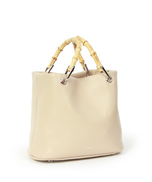 Beau're（ヴュレ）の「【BEAURE/ビュレ】カウレザー バンブー ハンドル バケット BAG（かごバッグ・レディース・ブラック/ベージュ/ブラウン・FREE）」の3枚目の写真