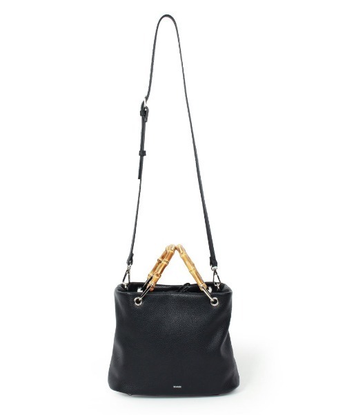 Beau're（ヴュレ）の「【BEAURE/ビュレ】カウレザー バンブー ハンドル バケット BAG（かごバッグ・レディース・ブラック/ベージュ/ブラウン・FREE）」の4枚目の写真